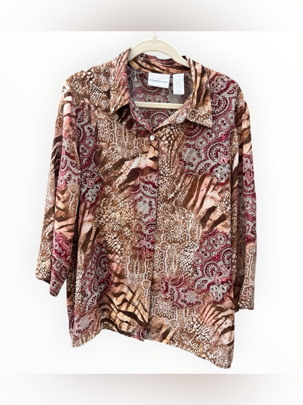 Alfred Dunner Women’s Size 18 Paisley Animal Print Button Front Blouse